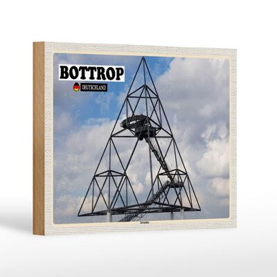 Letrero de madera ciudades Bottrop tetraedro arquitectura 18x12 cm