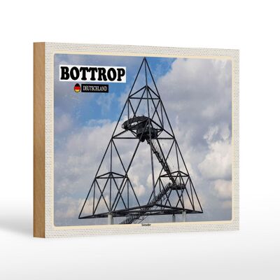 Wooden sign cities Bottrop tetrahedron architecture 18x12 cm