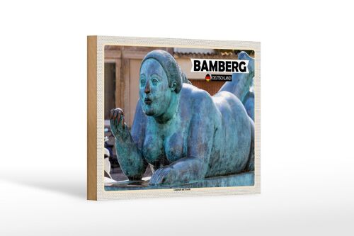 Holzschild Städte Bamberg Liegende mit Frucht Dekoration 18x12 cm