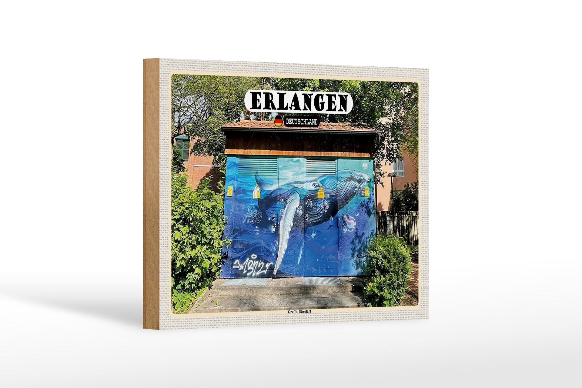 Panneau en bois villes abandon graffiti street art décoration 18x12 cm