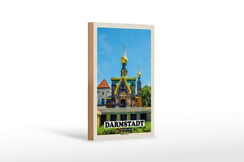Holzschild Städte Darmstadt Russische Kapelle Dekoration 12x18 cm