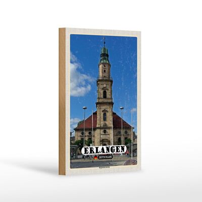Targa in legno città Erlangen Decorazione chiesa ugonotta 12x18 cm