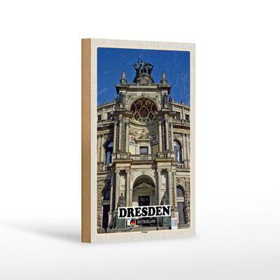 Letrero de madera ciudades Dresden Zwinger arquitectura decoración 12x18 cm