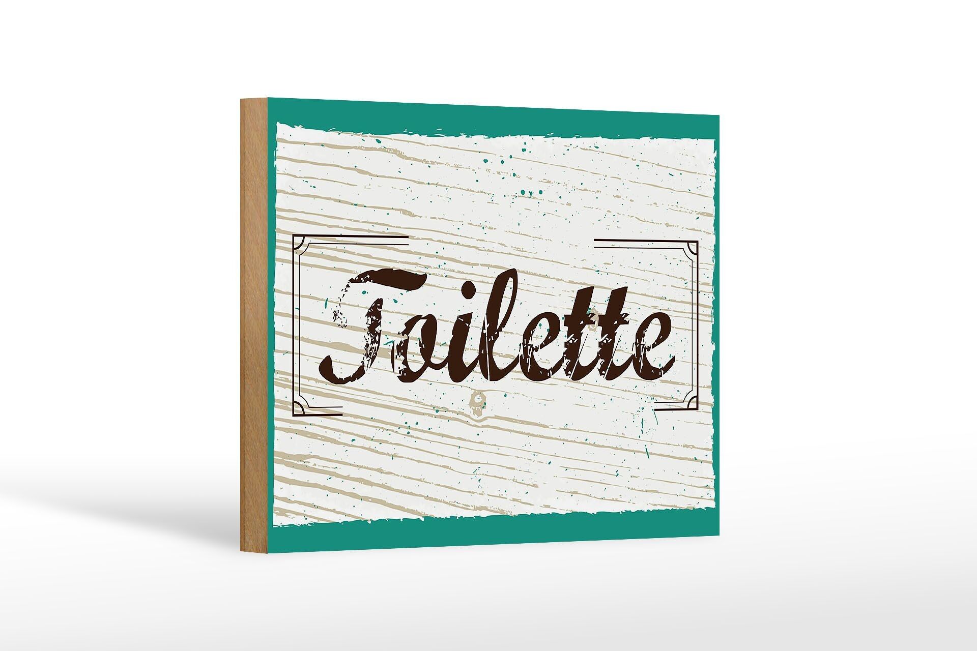 Cartello in legno con scritta WC 18x12 cm decoro blu marrone