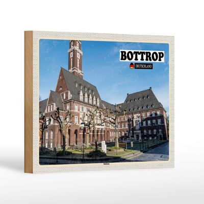 Letrero de madera ciudades Bottrop ayuntamiento arquitectura decoración 18x12 cm