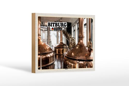 Holzschild Städte Bitburg Brauerei Traditionell Dekoration 18x12 cm