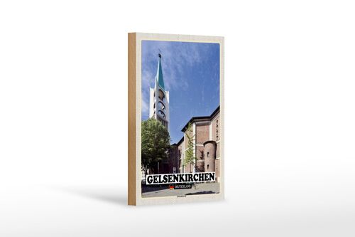 Holzschild Städte Gelsenkirchen Altstadtkirche Dekoration 12x18 cm
