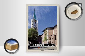 Panneau en bois villes Gelsenkirchen décoration église de la vieille ville 12x18 cm 2