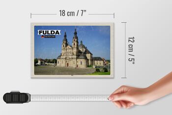 Panneau en bois villes Cathédrale de Fulda Architecture médiévale 18x12 cm 4