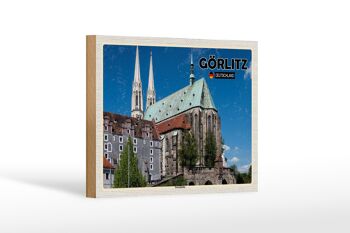 Panneau en bois villes Görlitz Peterskirche city trip 18x12 cm 1