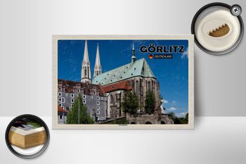 Panneau en bois villes Görlitz Peterskirche city trip 18x12 cm 2