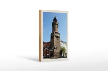Panneau en bois villes Görlitz Reichenbacher Tower décoration 12x18 cm 1