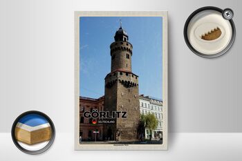 Panneau en bois villes Görlitz Reichenbacher Tower décoration 12x18 cm 2
