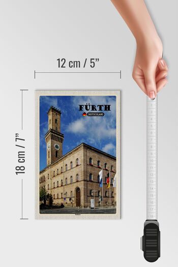 Panneau en bois villes Hôtel de ville de Fürth drapeaux de la vieille ville 12x18 cm 4
