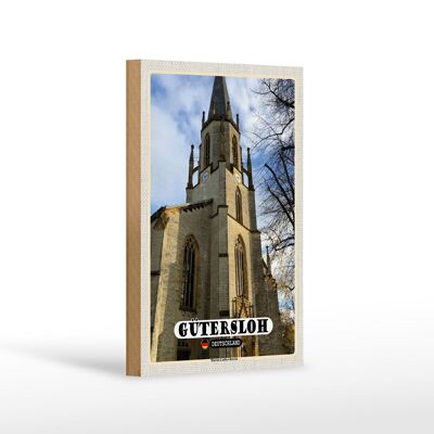 Wooden sign cities Gütersloh Martin Luther Church decoration 12x18 cm