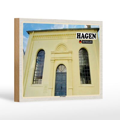 Wooden sign cities Hage Old Synagogue Architecture 18x12 cm