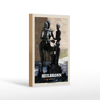 Letrero de madera ciudades de Heilbronn monumento a los limpiadores de escombros 12x18 cm