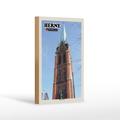Cartello in legno città Herne Bonifatius Architettura della chiesa 12x18 cm