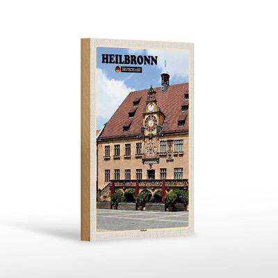 Cartel de madera ciudades Heilbronn ayuntamiento decoración del casco antiguo 12x18 cm