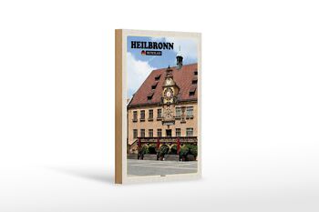 Panneau en bois villes Mairie de Heilbronn décoration vieille ville 12x18 cm 1