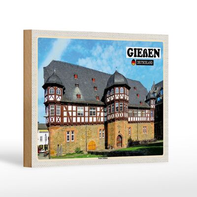 Targa in legno Città Gießen New Castle Decorazione 18x12 cm