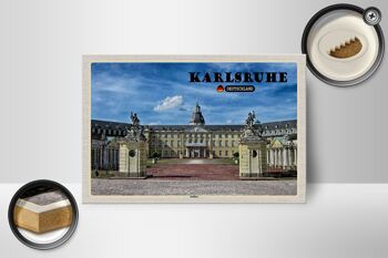 Panneau en bois villes décoration fontaine du château de Karlsruhe 18x12 cm 2