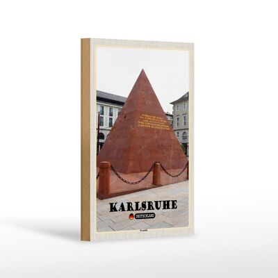 Letrero de madera ciudades arquitectura piramidal de Karlsruhe 12x18 cm