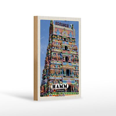 Letrero de madera ciudades Hamm Siri-Kamadchi-Ampal-Temple 12x18 cm