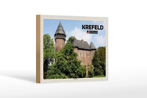 Holzschild Städte Krefeld Burg Linn Schloss Dekoration 18x12 cm