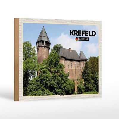 Holzschild Städte Krefeld Burg Linn Schloss Dekoration 18x12 cm