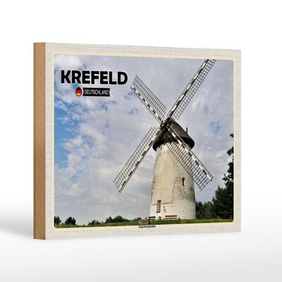 Cartel de madera ciudades Krefeld Engelsbergmühle decoración pradera 18x12 cm