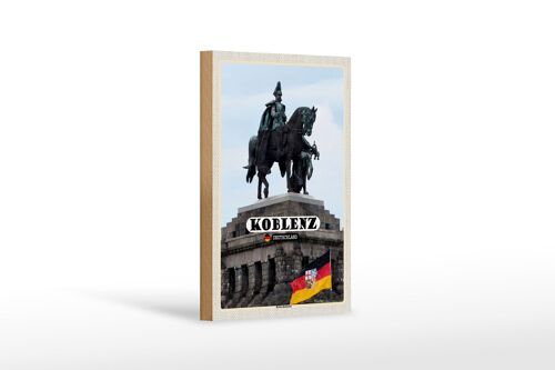 Holzschild Städte Koblenz Reiterdenkmal Skulptur 12x18 cm