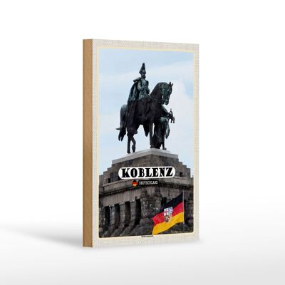 Letrero de madera ciudades Koblenz escultura monumento ecuestre 12x18 cm