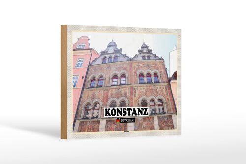 Holzschild Städte Konstanz Rathaus Architektur Dekoration 18x12 cm