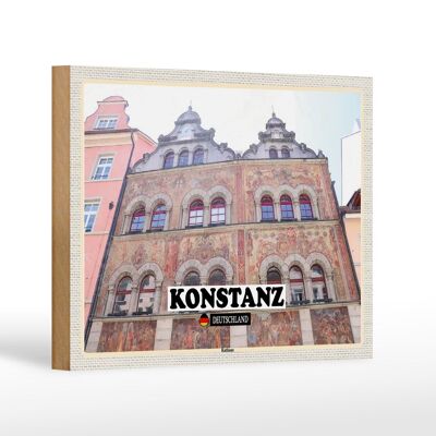 Holzschild Städte Konstanz Rathaus Architektur Dekoration 18x12 cm