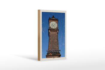 Panneau en bois villes Ludwigshafen niveau horloge architecture 12x18 cm 1