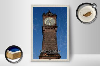 Panneau en bois villes Ludwigshafen niveau horloge architecture 12x18 cm 2