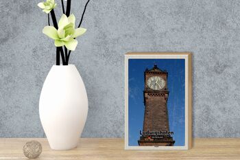Panneau en bois villes Ludwigshafen niveau horloge architecture 12x18 cm 3