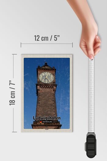 Panneau en bois villes Ludwigshafen niveau horloge architecture 12x18 cm 4