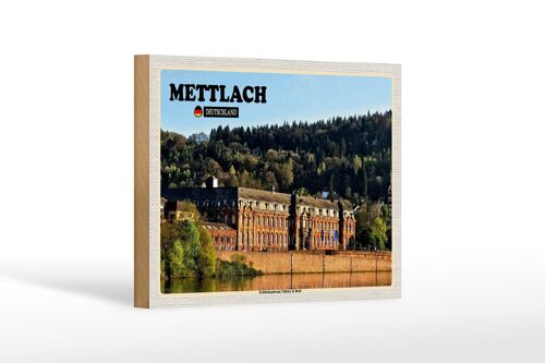 Holzschild Städte Mettlach Fabrik Gebäude 18x12 cm