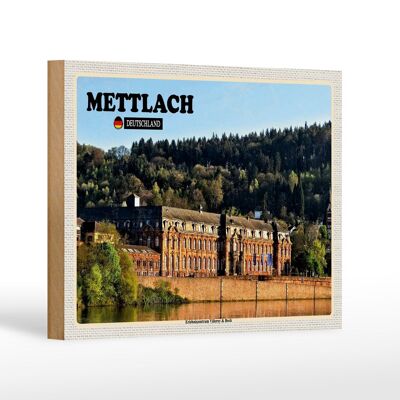 Letrero de madera ciudades Edificio de la fábrica Mettlach 18x12 cm