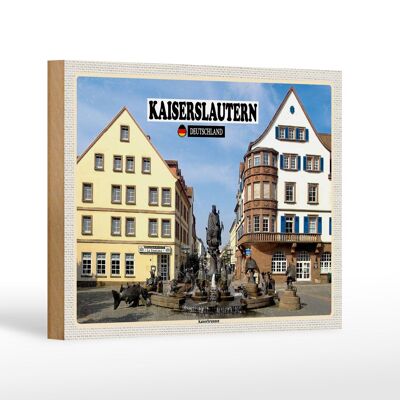 Cartel de madera ciudades Kaiserslautern Kaiserbrunnen decoración 18x12 cm