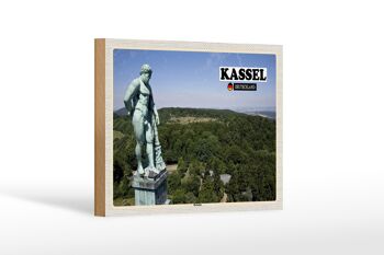 Panneau en bois villes Kassel Hercules sculpture décoration 18x12 cm 1