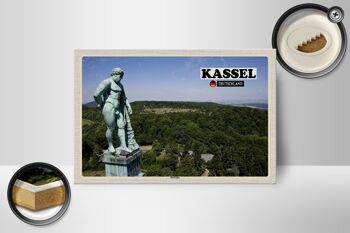 Panneau en bois villes Kassel Hercules sculpture décoration 18x12 cm 2