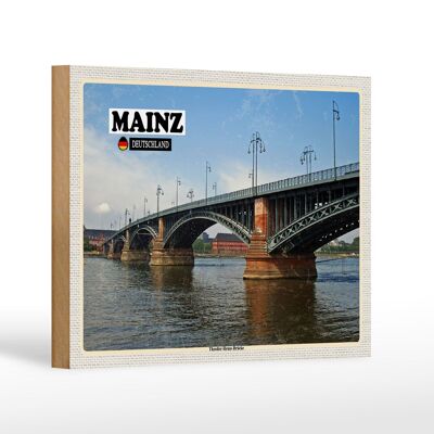 Holzschild Städte Mainz Theodor-Heuss-Brücke Dekoration 18x12 cm