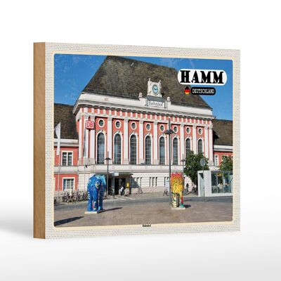 Holzschild Städte Hamm Bahnhof Skulpturen Dekoration 18x12 cm