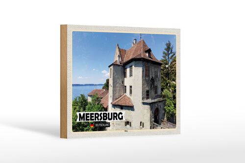 Holzschild Städte Meersburg Burg Architektur Dekoration 18x12 cm