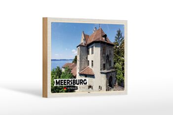 Panneau en bois villes décoration architecture château de Meersburg 18x12 cm 1