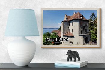 Panneau en bois villes décoration architecture château de Meersburg 18x12 cm 3