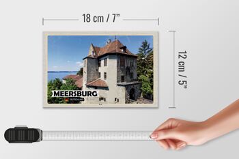 Panneau en bois villes décoration architecture château de Meersburg 18x12 cm 4